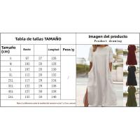 Vestido largo de talla grande para mujeres europeas americanas, informal, sencillo, suelto, atmosférico de algodón y lino - details 0