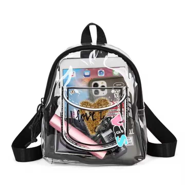 Mochila transparente de PVC portátil, bolso de gelatina de moda de estilo coreano de gran capacidad, bolso cruzado con corazón de amor para exteriores - 1