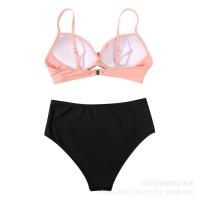 Nuevo Bikini dividido de color sólido con tiras cruzadas, traje de baño de cintura alta, sexy - details 6
