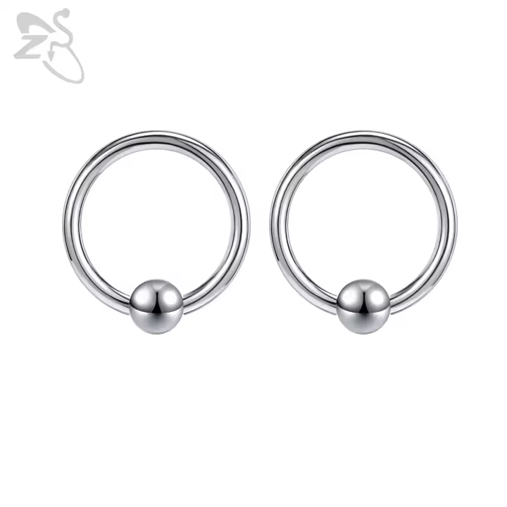 ZS-aros de acero inoxidable 316L para mujer y niña, Piercings de pezón de herradura de 14mm, joyería para Piercing corporal, 2 a 4 unidades por lote - 1