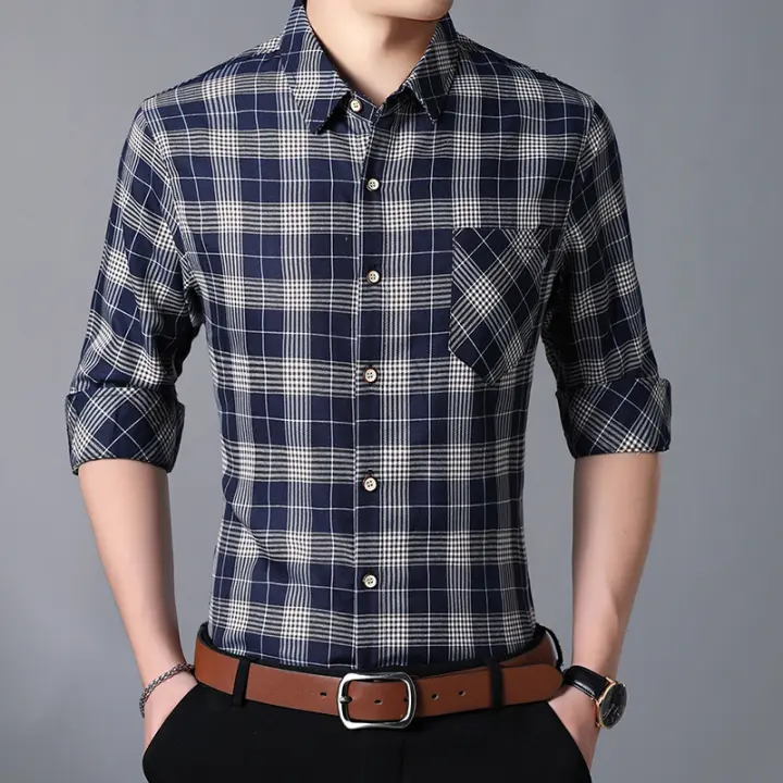 Camisa de Cuadros para Hombres Tallas Grandes 5XL 6XL 7XL Manga Larga Moda Otoño Negocios Casual Oficina - 1