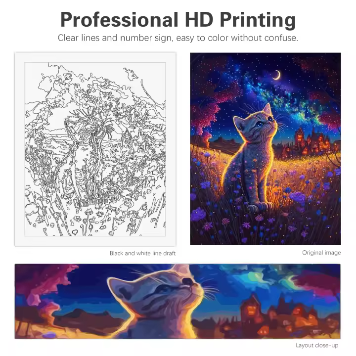 Pintura de Números DIY RUOPOTY 40x50cm Marco de Pintura para Adultos con Imagen de Gatos y Animales Propyleno Lápiz de Pintura Realista Paquete de Pintura por Números Regalo Fácil de Pintar - 1