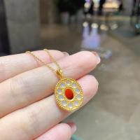 Collar de Oro 18k Szjinao con Piedra Natural de Ágata Roja de Dubai Joyería Original de Metal Hecha en China Ideal para Mujeres Mayores de 12 Años - details 3