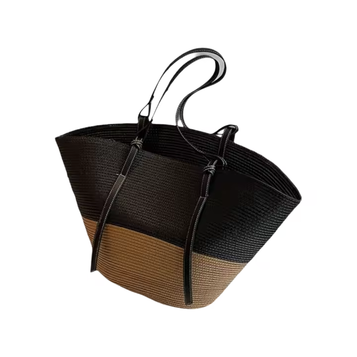 Bolso de Playa de Paja de Lujo Diseñado Bolso de Mano Hecho a Mano para Mujeres - 1