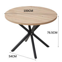 Mesa redonda nórdica de madera maciza con tapa de madera y marco de acero, mesas de centro, sala de estar, oficina, muebles para el hogar, 100CM - details 0