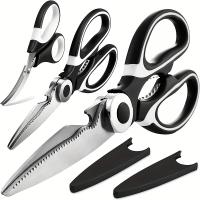 Tijeras de cocina de calidad alimentaria, 3 piezas, tijeras de cocina de acero inoxidable resistentes para cortar carne, alimentos, pescado, aves de corral, tijeras afiladas multiusos aptas para lavavajillas - details 0
