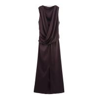 Vestido largo de satén texturizado sin espalda, versátil y a la moda para mujer, nuevo estilo 8391052 - details 1