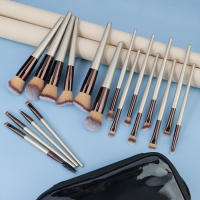 Juego de 18 Pinceles de Maquillaje Bolsa Portátil de Oro Champán con Pinceles de Sombras de Ojos y Cabello Suave - details 5