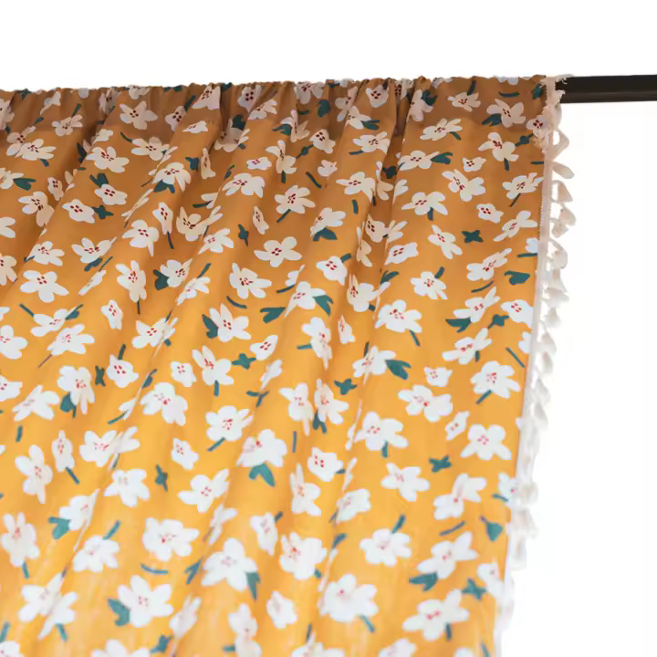 Cortinas cortas con sello de jardín, pequeñas, con flores frescas, para decoración del hogar de los niños - 1