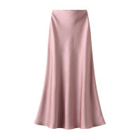 Faldas de satén para mujer, Falda Midi informal de seda, faldas largas de cintura alta - details 11