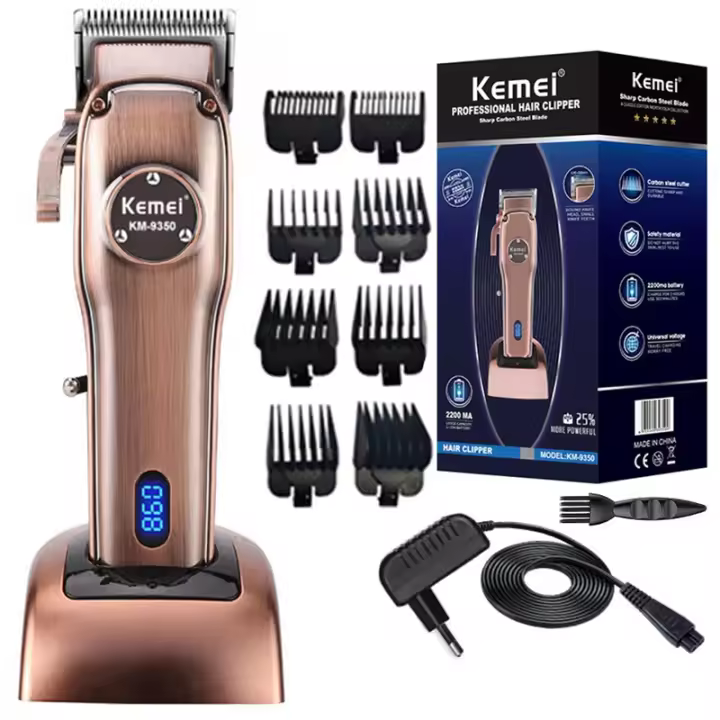 Kemei-cortadora de pelo profesional para hombre, cortadora de pelo eléctrica ajustable, recargable, kit de máquina de barbero, 9350 - 1
