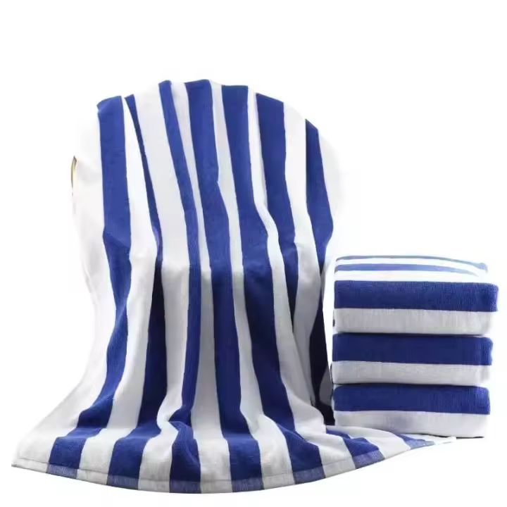 Cabana Stripe Beach 4 paquetes 100% algodón extra grande piscina toallas de natación de gran tamaño suave absorbente de secado rápido azul marino - 1
