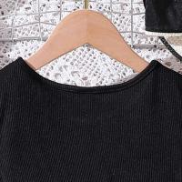 Moda coreana de verano para niños, manga corta floral negra con cinturón, vestido cómodo y decente para fiesta o vacaciones - details 21