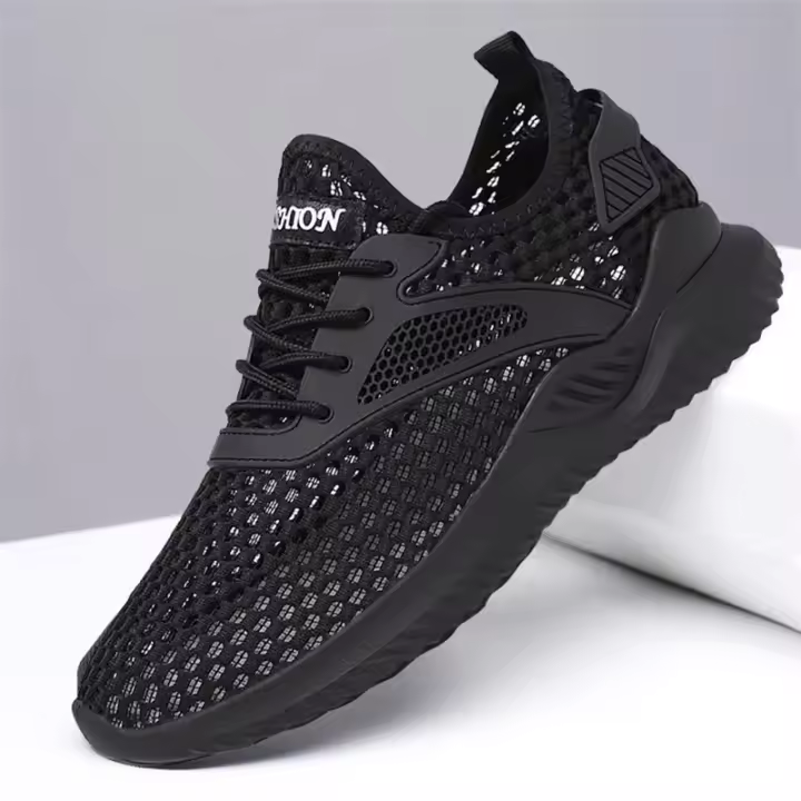 Zapatillas de moda para hombre Zapatillas de malla transpirables Color sólido Casual Cien Zapatos para correr - 1