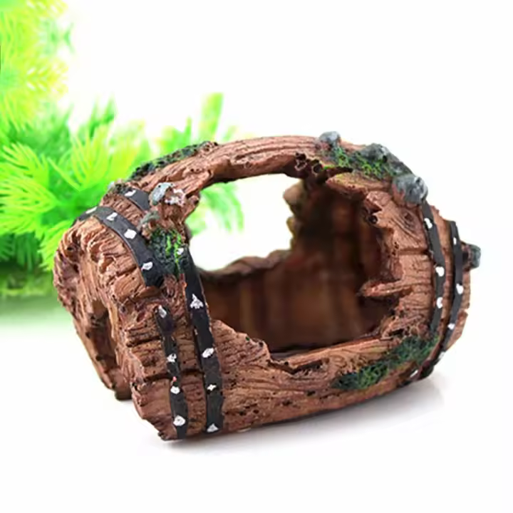 Cueva de barril Artificial para acuario, adornos de resina, accesorios de paisajismo para pecera, decoración de fondo - 1
