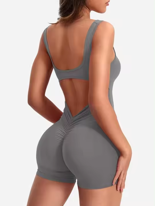 Shorts integrados con tirantes para mujer, espalda descubierta, yoga, novedad para verano 2024 - 1