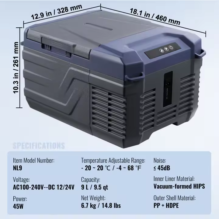 SucceBuy Refrigerador-congelador portátil para automóvil,-4 ℉ -68 ℉   Enfriador de compresor ajustable, 12/24 V CC y 100-240 V CA para exteriores, camping - 1