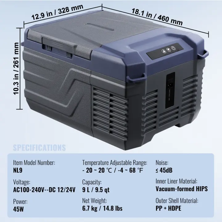 SucceBuy Refrigerador-congelador portátil para automóvil,-4 ℉ -68 ℉   Enfriador de compresor ajustable, 12/24 V CC y 100-240 V CA para exteriores, camping - 1