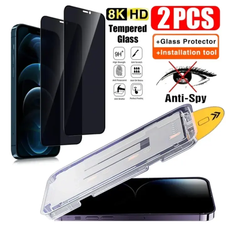 Protector de Pantalla de Vidrio Templado de Privacidad para iPhone 1/2Pcs Anti-Espía Polvo - 1