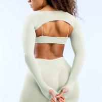 Nuevo chal suave al tacto sin costuras de spandex para mujer, ropa de yoga fitness, elástico, transpirable, chal deportivo de ocio. - details 6