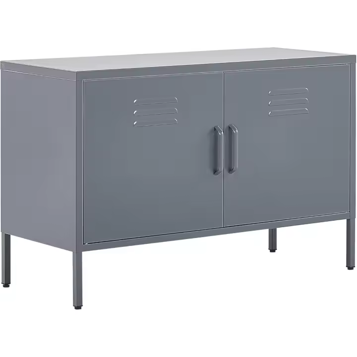 de metal gris 100 x 40 cm 2 puertas estantes protectores patas Uria - 1