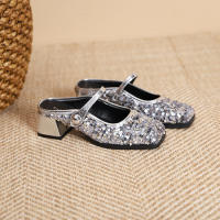 Zapatos Mary Jane de tacón medio con correa de una palabra de plata francesa - details 19