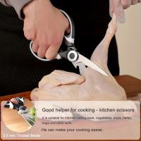 Tijeras de cocina de calidad alimentaria, 3 piezas, tijeras de cocina de acero inoxidable resistentes para cortar carne, alimentos, pescado, aves de corral, tijeras afiladas multiusos aptas para lavavajillas - details 5