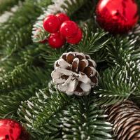 Colgante DIY corona navideña Artificial Bowknot bayas rojas vibrantes guirnalda de árbol de Navidad piñas PVC ventana decoración colgante puerta - details 7