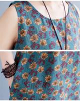 Vestido Maxi de Verano Floral Vintage Cómodo y Suelto con Algodón sin Mangas - details 6