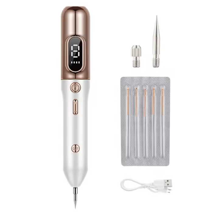 Juegos de bolígrafos para etiquetas de piel, dispositivo profesional para el cuidado de la piel con foco LED ajustable de 9 niveles, herramienta dermatológica portátil recargable para el refinamiento del mantenimiento de la superficie de la piel - 1
