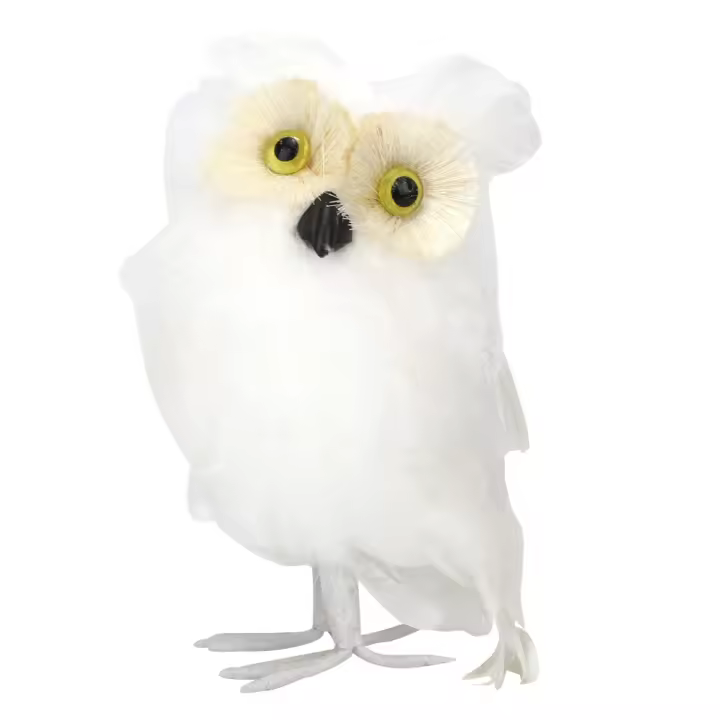 Simulación Artificial de espuma blanca, adornos de pájaros de búho de plumas vívidas, manualidades DIY para decoración de boda, hogar, jardín y fiesta - 1