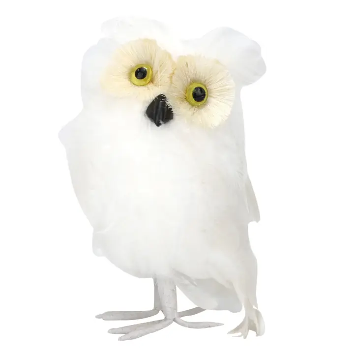 Simulación Artificial de espuma blanca, adornos de pájaros de búho de plumas vívidas, manualidades DIY para decoración de boda, hogar, jardín y fiesta - 1