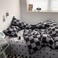 Juego de funda nórdica a cuadros negra y gris, ropa de cama Reversible con rejilla geométrica, funda de edredón suave para niños, adolescentes y adultos, decoración de dormitorio - details 14
