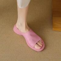 Sandalias de Verano para Mujer de Zapatillas de Cuero Suave Plataforma Cualificada de Suela Suave Rosa - details 2