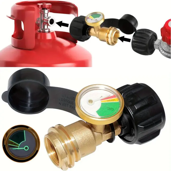 Adaptador de Botella de Gas Propano con Medidor Conector Tipo 1 para Tanques de 5 a 40 lbs - 1