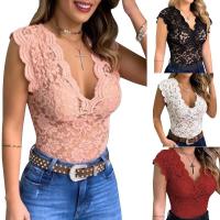 Camiseta de Mujer sin Mangas de Encaje con Cuello en V Ajuste Perfecto, Ropa de Alta Gama - details 1