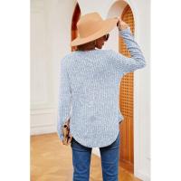 Jersey de manga larga para mujer, camiseta holgada con cuello redondo, tops de Color sólido, otoño e invierno, nuevo - details 10