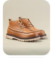 Cuero de vaca retro casual botas cortas de caña alta tendencia a juego de colores zapatos de cuero botas de herramientas - details 8