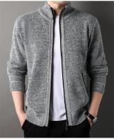 Suéter de punto con cuello levantado para hombre, cárdigan para temporada de otoño e invierno, chaqueta ajustada de color sólido - details 10