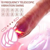 Vibrador Suave Calentable Control Remoto Inalámbrico Diseño Realista Telescópico - details 1