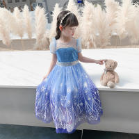 Vestido de princesa para niñas, disfraz de Elsa para Halloween, carnaval, fiesta de cumpleaños, tela azul - details 8