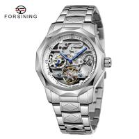 Reloj mecánico automático transparente Forsining 199A de lujo de primera calidad con esqueleto de moda avanzada, correa de acero, relojes antiguos luminosos para hombre - details 9
