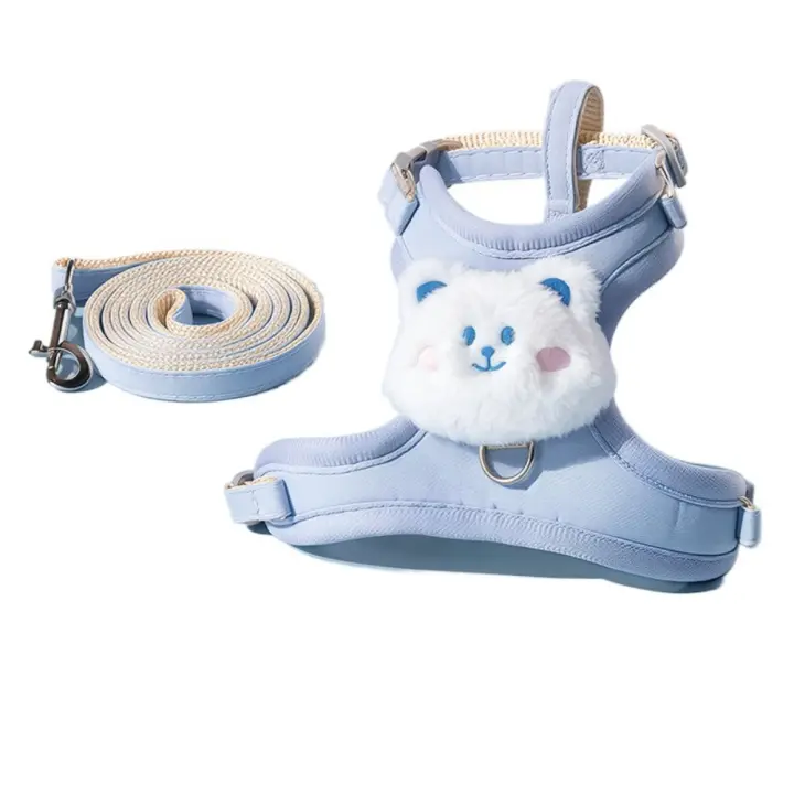 Correa de arneses para gatos con cuerda extendida, correa para el pecho antipérdida para gatos, correa ajustable, Collar suave para mascotas pequeñas y medianas - 1