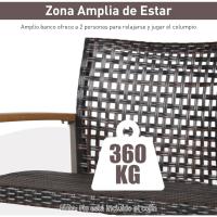 Columpio de Exterior de Ratán PE 2 Asientos Resalto Curvado y Soporte de Brazo de Madera de Acacia - details 5