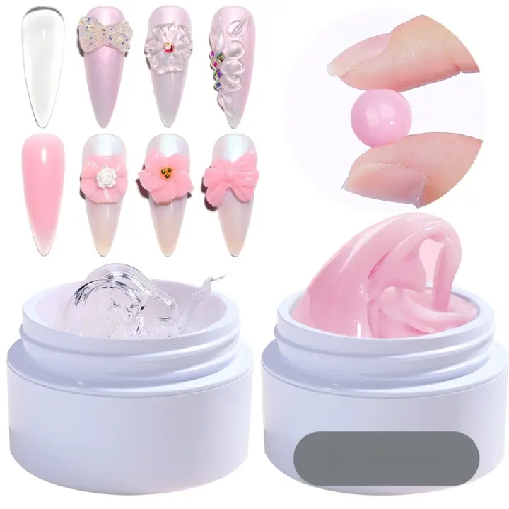 Gel de Construcción de Uñas de Gel Sólido Rosa/Clear/Blanco Escultura 3D DIY - 1