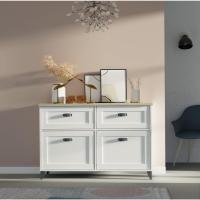 Taburete de Almacenamiento de Madera Roble Blanco Diseño de 2 Puertas y 1 Hueco - details 11