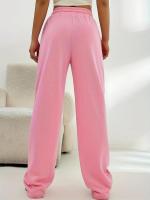 Pantalones deportivos de pierna ancha con cintura elástica para mujer, pantalones rectos grises para primavera y otoño, elásticos cómodos Vintage - details 10