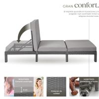 Taburete de Jardín Exterior de Ratán y Acero Tumbona de Piscina con Resaldo Ajustable en 6 Posiciones Tumbona de Playa Estable y Resistente a Intemperie Limpieza Fácil - details 12