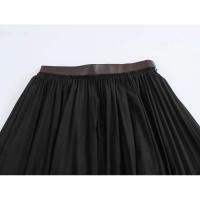 BUNO-2024 Otoño/Invierno francés minimalista Pu cuero empalme A-line falda Retro elegante Midi falda de media longitud Mujer - details 5