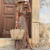 Vestido Bohemio de Verano 2024 para Mujer Cuello en V Floral con Cinturón - details 5